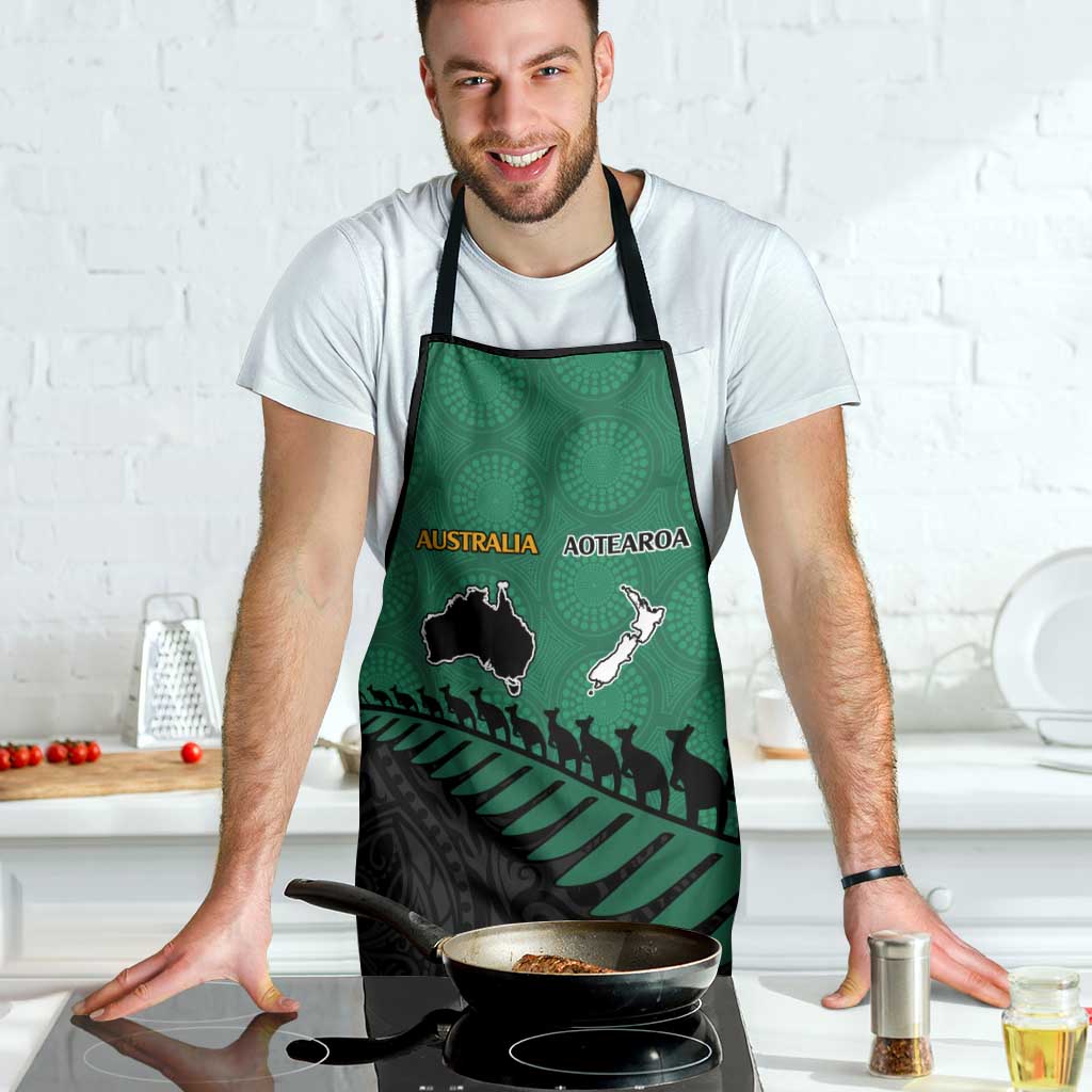 Australia New Zealand Rugby Apron Green Aboriginal Wallabies and Maori Black Fern - Aussie Hoodie