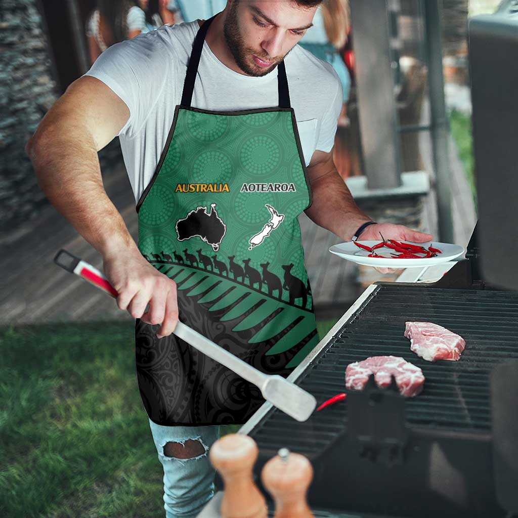 Australia New Zealand Rugby Apron Green Aboriginal Wallabies and Maori Black Fern - Aussie Hoodie