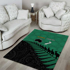 Australia New Zealand Rugby Area Rug Green Aboriginal Wallabies and Maori Black Fern - Aussie Hoodie