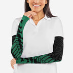 Australia New Zealand Rugby Arm Sleeves Green Aboriginal Wallabies and Maori Black Fern - Aussie Hoodie