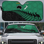 Australia New Zealand Rugby Auto Sun Shade Green Aboriginal Wallabies and Maori Black Fern - Aussie Hoodie