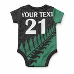 Custom Australia Wallabies and Aotearoa Rugby Baby Onesie Kangaroo Black Fern Maori Green Vibe