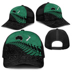 Australia New Zealand Rugby Baseball Net Cap Green Aboriginal Wallabies and Maori Black Fern - Aussie Hoodie