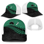 Australia New Zealand Rugby Baseball Net Cap Green Aboriginal Wallabies and Maori Black Fern - Aussie Hoodie