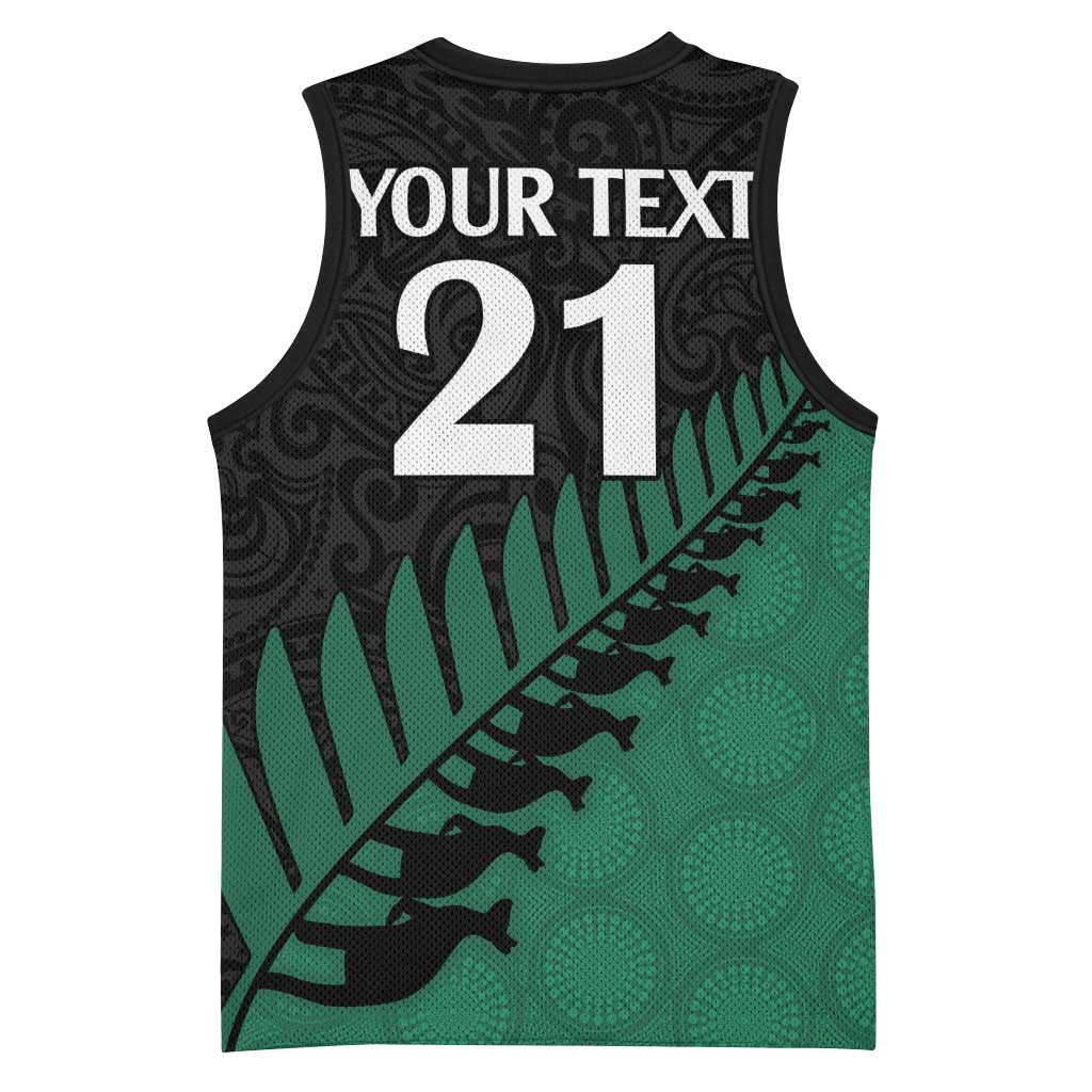 Australia New Zealand Rugby Basketball Jersey Green Aboriginal Wallabies and Maori Black Fern - Aussie Hoodie