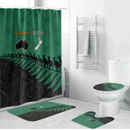 Australia New Zealand Rugby Bathroom Set Green Aboriginal Wallabies and Maori Black Fern - Aussie Hoodie