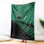 Australia New Zealand Rugby Blanket Green Aboriginal Wallabies and Maori Black Fern - Aussie Hoodie