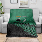 Australia New Zealand Rugby Blanket Green Aboriginal Wallabies and Maori Black Fern - Aussie Hoodie