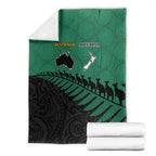 Australia New Zealand Rugby Blanket Green Aboriginal Wallabies and Maori Black Fern - Aussie Hoodie