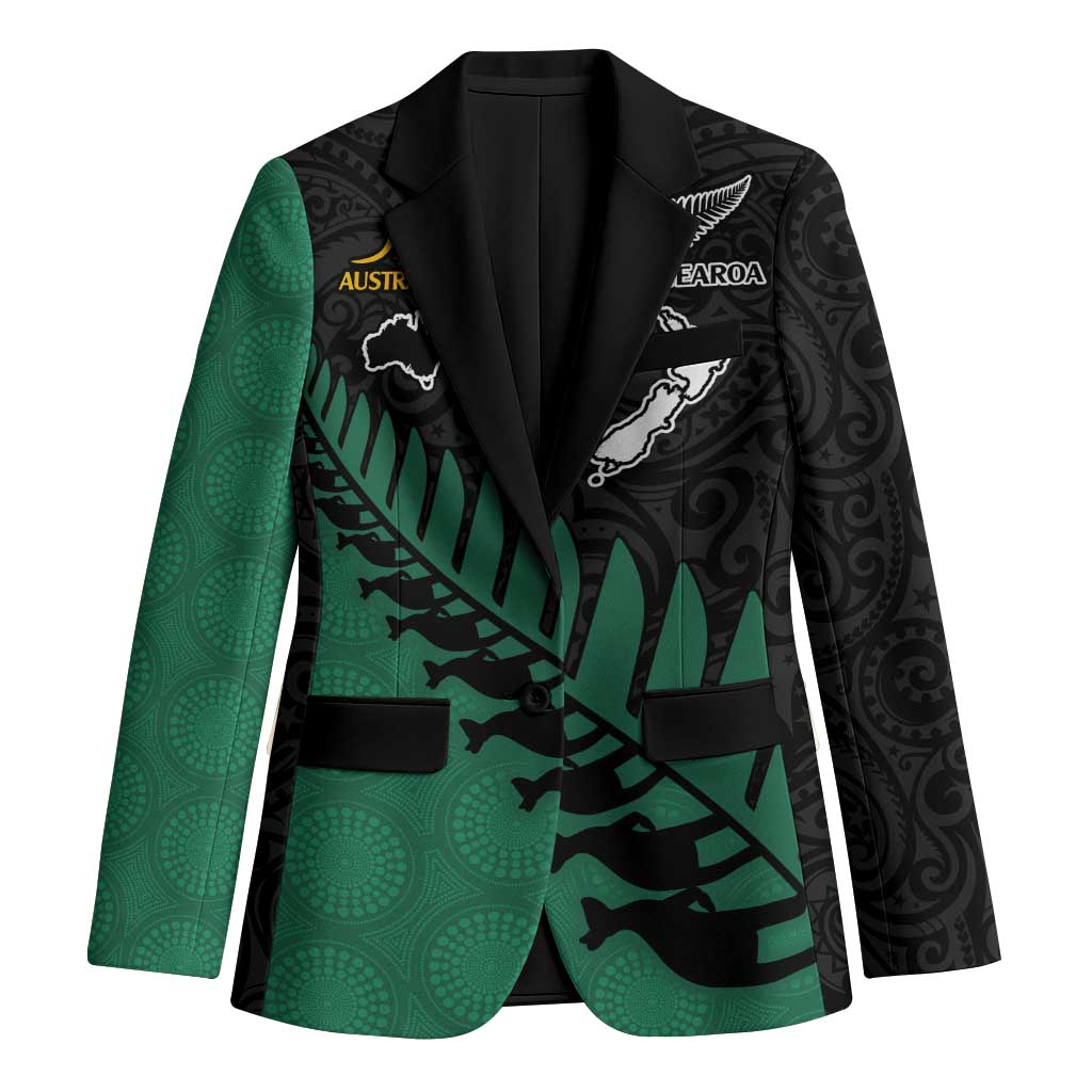 Australia New Zealand Rugby Blazer Green Aboriginal Wallabies and Maori Black Fern - Aussie Hoodie