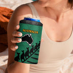 Australia New Zealand Rugby 4 in 1 Can Cooler Tumbler Green Aboriginal Wallabies and Maori Black Fern - Aussie Hoodie