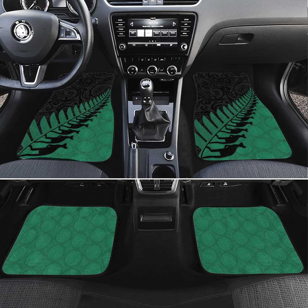 Australia New Zealand Rugby Car Mats Green Aboriginal Wallabies and Maori Black Fern - Aussie Hoodie