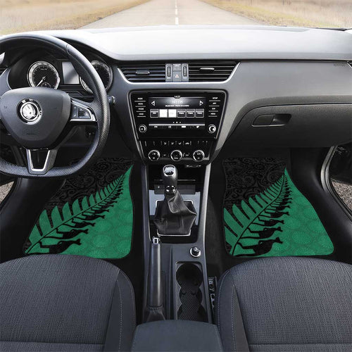 Australia New Zealand Rugby Car Mats Green Aboriginal Wallabies and Maori Black Fern - Aussie Hoodie