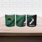 Australia New Zealand Rugby Ceramic Mug Green Aboriginal Wallabies and Maori Black Fern - Aussie Hoodie