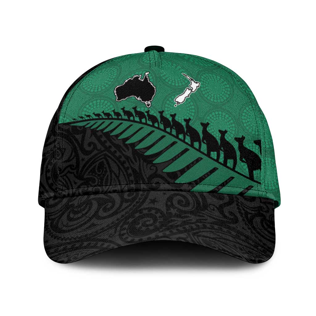 Australia New Zealand Rugby Classic Cap Green Aboriginal Wallabies and Maori Black Fern - Aussie Hoodie