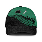 Australia New Zealand Rugby Classic Cap Green Aboriginal Wallabies and Maori Black Fern - Aussie Hoodie