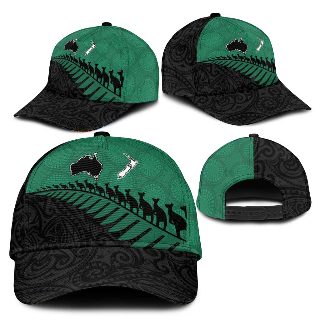 Australia New Zealand Rugby Classic Cap Green Aboriginal Wallabies and Maori Black Fern - Aussie Hoodie