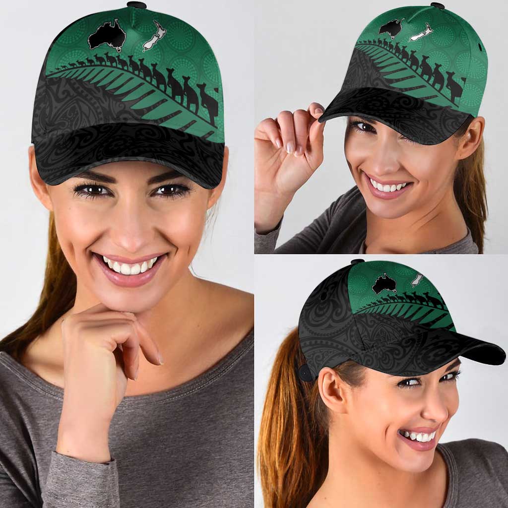 Australia New Zealand Rugby Classic Cap Green Aboriginal Wallabies and Maori Black Fern - Aussie Hoodie