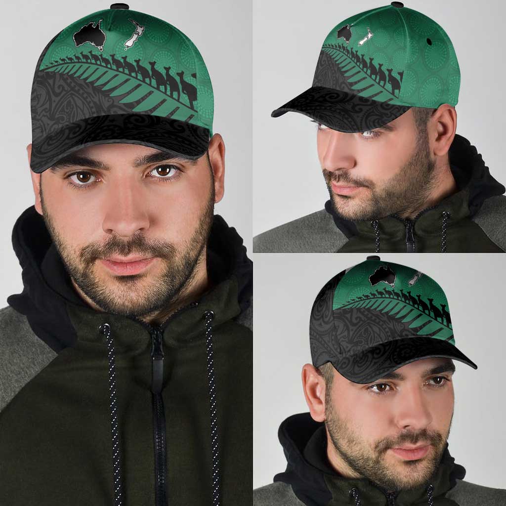 Australia New Zealand Rugby Classic Cap Green Aboriginal Wallabies and Maori Black Fern - Aussie Hoodie