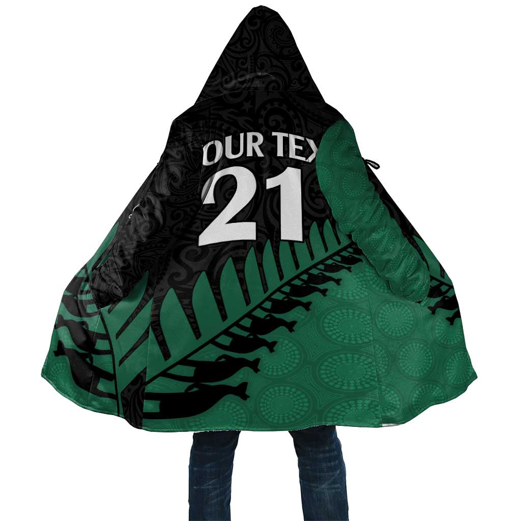 Australia New Zealand Rugby Cloak Green Aboriginal Wallabies and Maori Black Fern - Aussie Hoodie