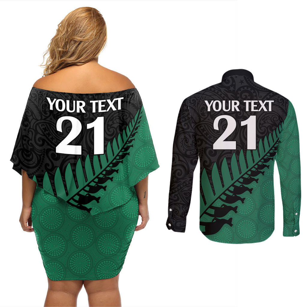 custom-australia-wallabies-and-aotearoa-rugby-couples-matching-off-shoulder-short-dress-and-long-sleeve-button-shirts-kangaroo-black-fern-maori-green-vibe