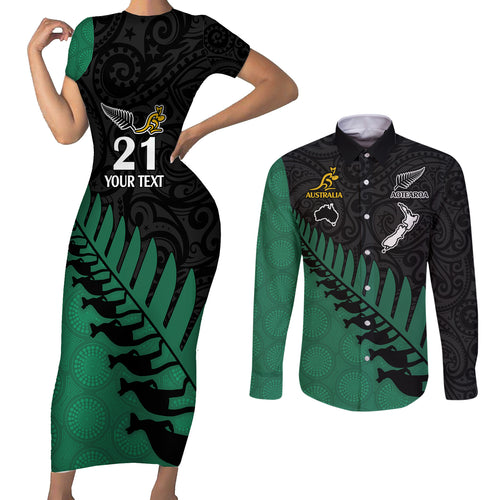 custom-australia-wallabies-and-aotearoa-rugby-couples-matching-short-sleeve-bodycon-dress-and-long-sleeve-button-shirts-kangaroo-black-fern-maori-green-vibe