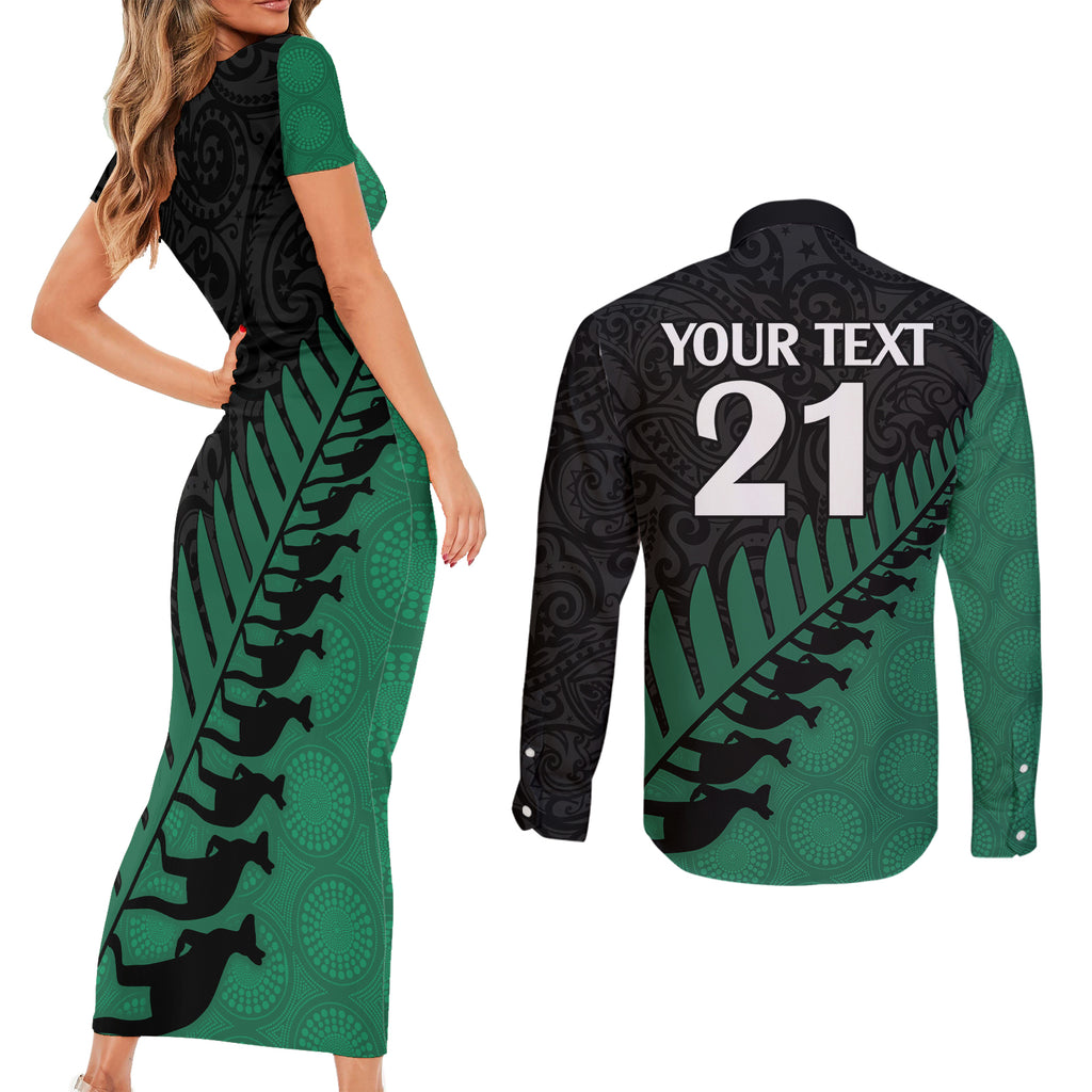 custom-australia-wallabies-and-aotearoa-rugby-couples-matching-short-sleeve-bodycon-dress-and-long-sleeve-button-shirts-kangaroo-black-fern-maori-green-vibe