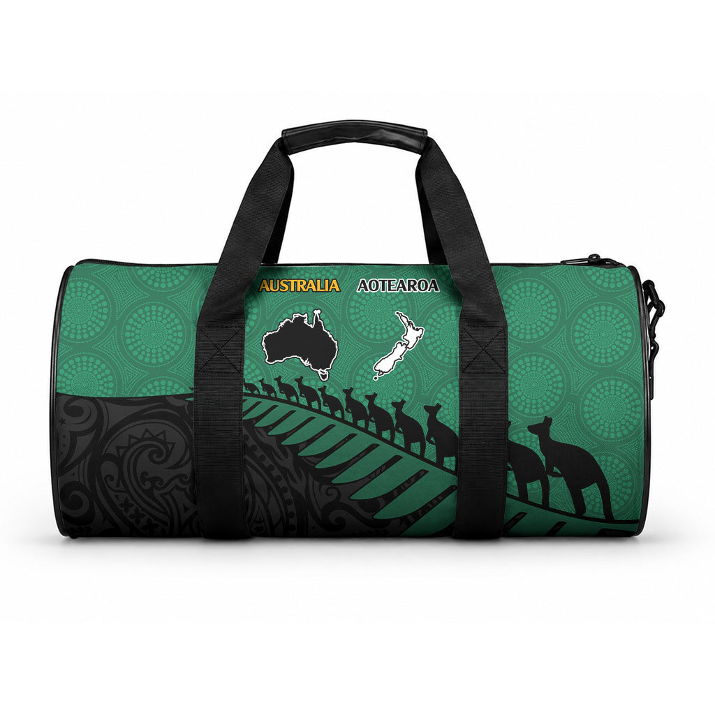 Australia Wallabies and Aotearoa Rugby Duffle Bag Kangaroo Black Fern Maori Green Vibe
