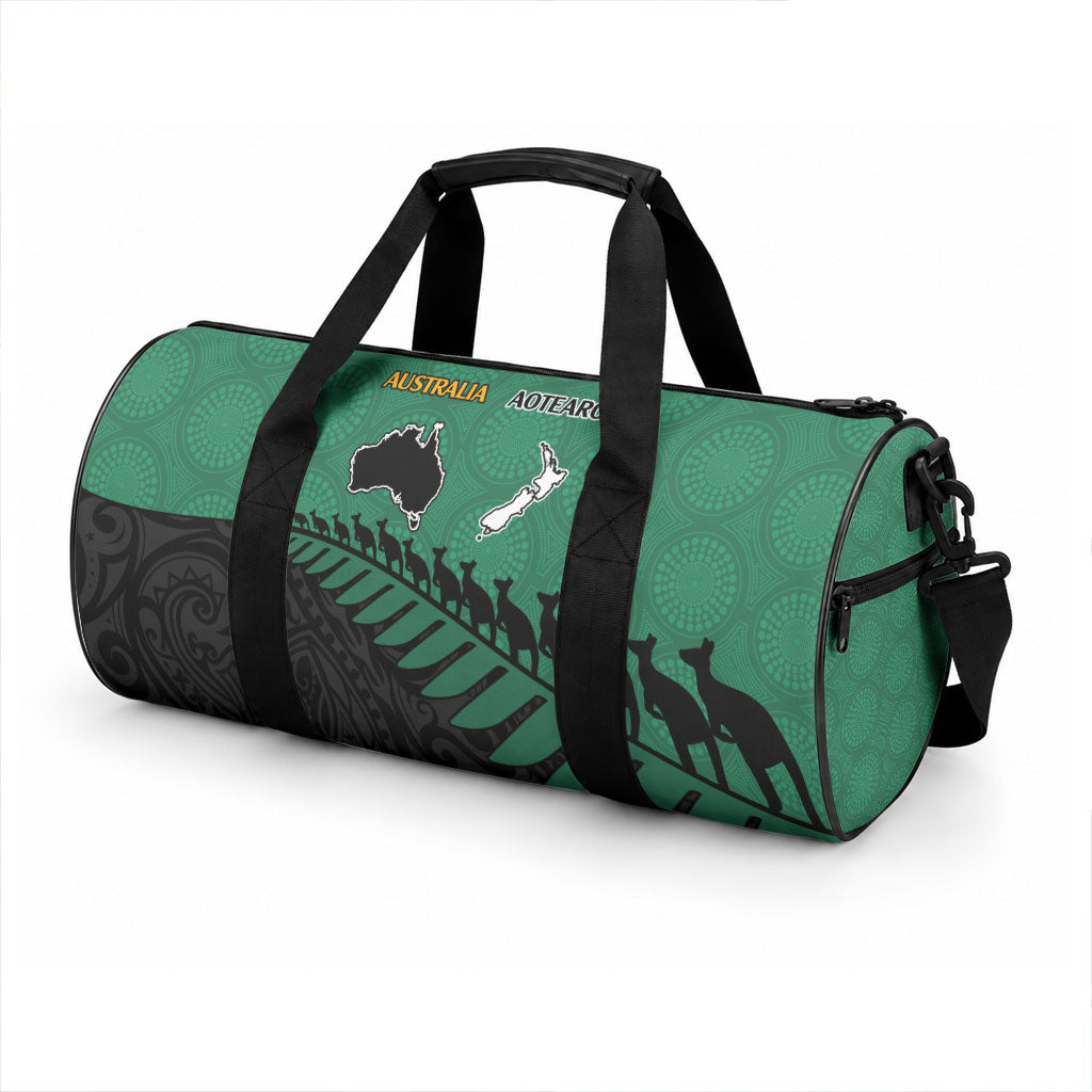 Australia Wallabies and Aotearoa Rugby Duffle Bag Kangaroo Black Fern Maori Green Vibe
