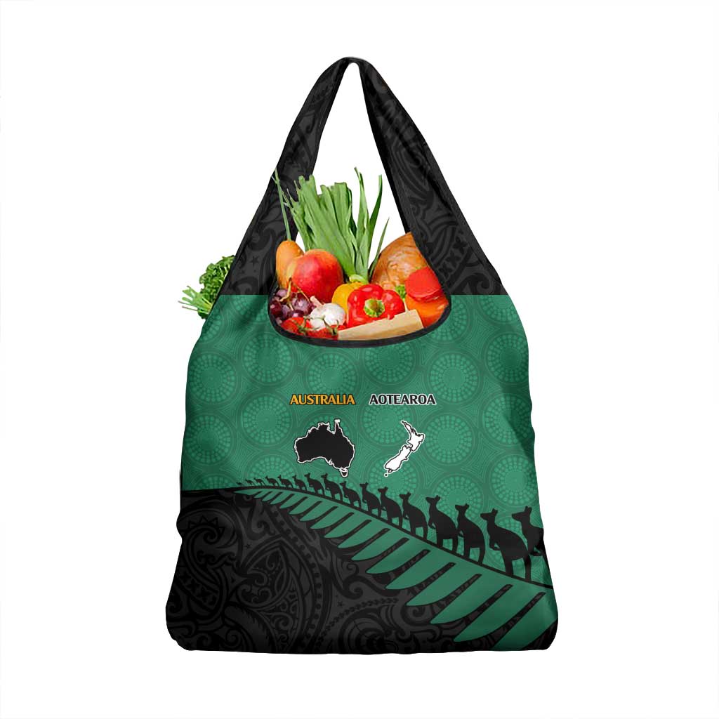 Australia New Zealand Rugby Grocery Bag Green Aboriginal Wallabies and Maori Black Fern - Aussie Hoodie