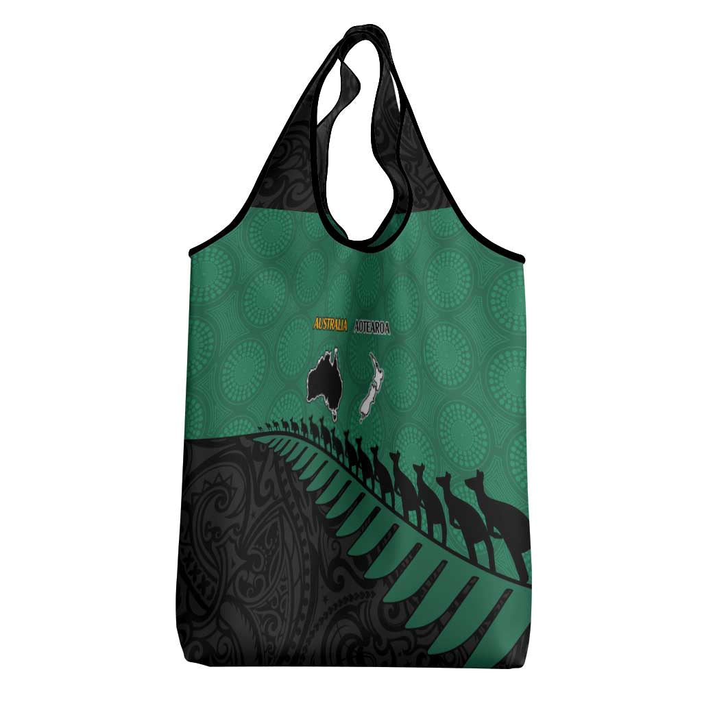 Australia New Zealand Rugby Grocery Bag Green Aboriginal Wallabies and Maori Black Fern - Aussie Hoodie