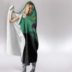 Australia New Zealand Rugby Hooded Blanket Green Aboriginal Wallabies and Maori Black Fern - Aussie Hoodie