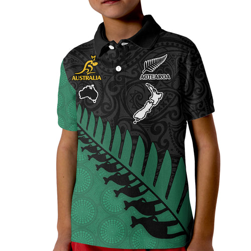 custom-australia-wallabies-and-aotearoa-rugby-kid-polo-shirt-kangaroo-black-fern-maori-green-vibe