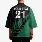Australia New Zealand Rugby Kimono Green Aboriginal Wallabies and Maori Black Fern - Aussie Hoodie