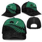Australia New Zealand Rugby Mesh Trucker Cap Green Aboriginal Wallabies and Maori Black Fern - Aussie Hoodie