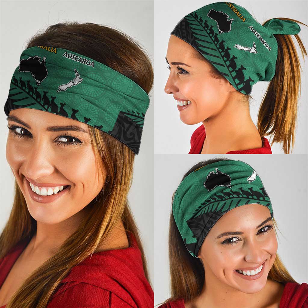 Australia New Zealand Rugby Neck Gaiter Green Aboriginal Wallabies and Maori Black Fern LT9