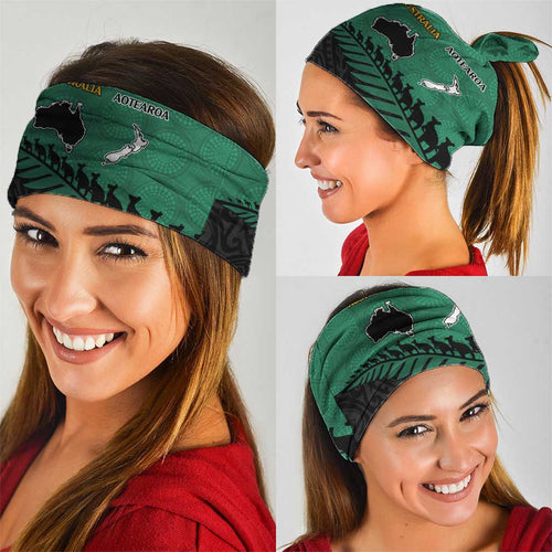 Australia New Zealand Rugby Neck Gaiter Green Aboriginal Wallabies and Maori Black Fern LT9
