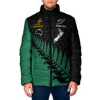 Australia New Zealand Rugby Padded Jacket Green Aboriginal Wallabies and Maori Black Fern - Aussie Hoodie