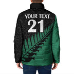 Australia New Zealand Rugby Padded Jacket Green Aboriginal Wallabies and Maori Black Fern - Aussie Hoodie