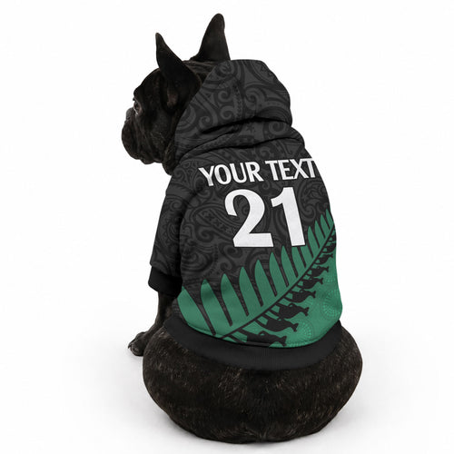 Custom Australia Wallabies and Aotearoa Rugby Pet Hoodie Kangaroo Black Fern Maori Green Vibe