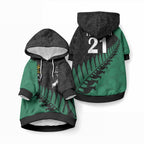 Custom Australia Wallabies and Aotearoa Rugby Pet Hoodie Kangaroo Black Fern Maori Green Vibe
