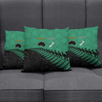 Australia New Zealand Rugby Pillow Cover Green Aboriginal Wallabies and Maori Black Fern - Aussie Hoodie