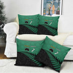 Australia New Zealand Rugby Pillow Cover Green Aboriginal Wallabies and Maori Black Fern - Aussie Hoodie