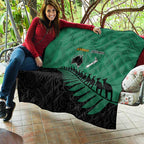 Australia New Zealand Rugby Quilt Green Aboriginal Wallabies and Maori Black Fern - Aussie Hoodie