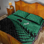 Australia New Zealand Rugby Quilt Bed Set Green Aboriginal Wallabies and Maori Black Fern - Aussie Hoodie