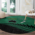 Australia New Zealand Rugby Round Carpet Green Aboriginal Wallabies and Maori Black Fern - Aussie Hoodie