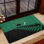 Australia New Zealand Rugby Rubber Doormat Green Aboriginal Wallabies and Maori Black Fern - Aussie Hoodie