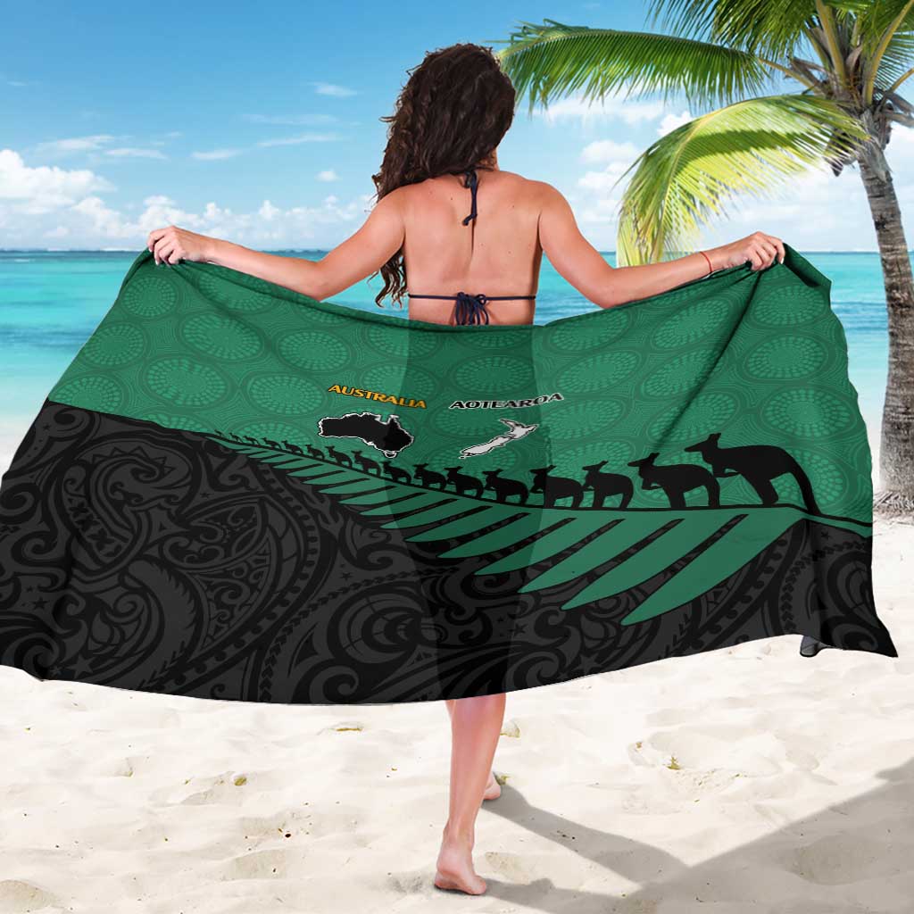 Australia New Zealand Rugby Sarong Green Aboriginal Wallabies and Maori Black Fern - Aussie Hoodie