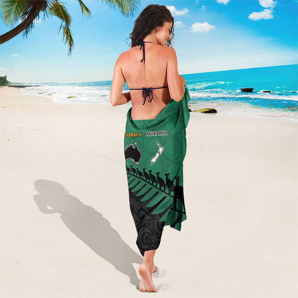 Australia New Zealand Rugby Sarong Green Aboriginal Wallabies and Maori Black Fern - Aussie Hoodie