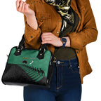 Australia New Zealand Rugby Shoulder Handbag Green Aboriginal Wallabies and Maori Black Fern - Aussie Hoodie